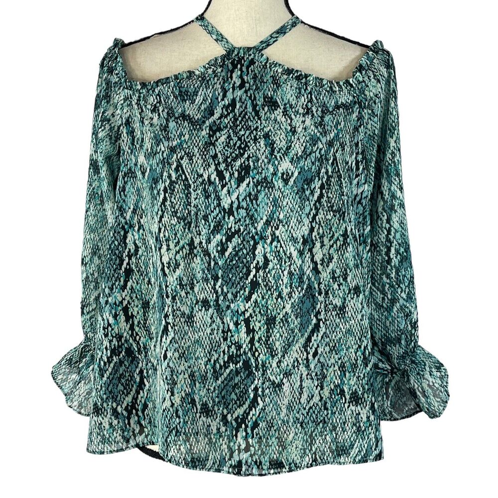 INC International Concepts Small Top Snake Off-Shoulder Long Sleeve Halter Neck